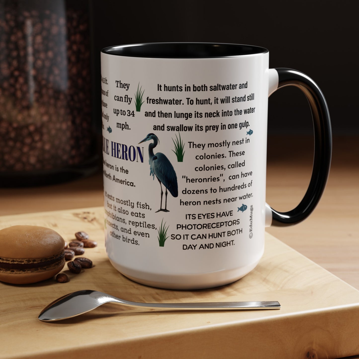 Great Blue Heron Coffee Mug, 11 oz or 15oz